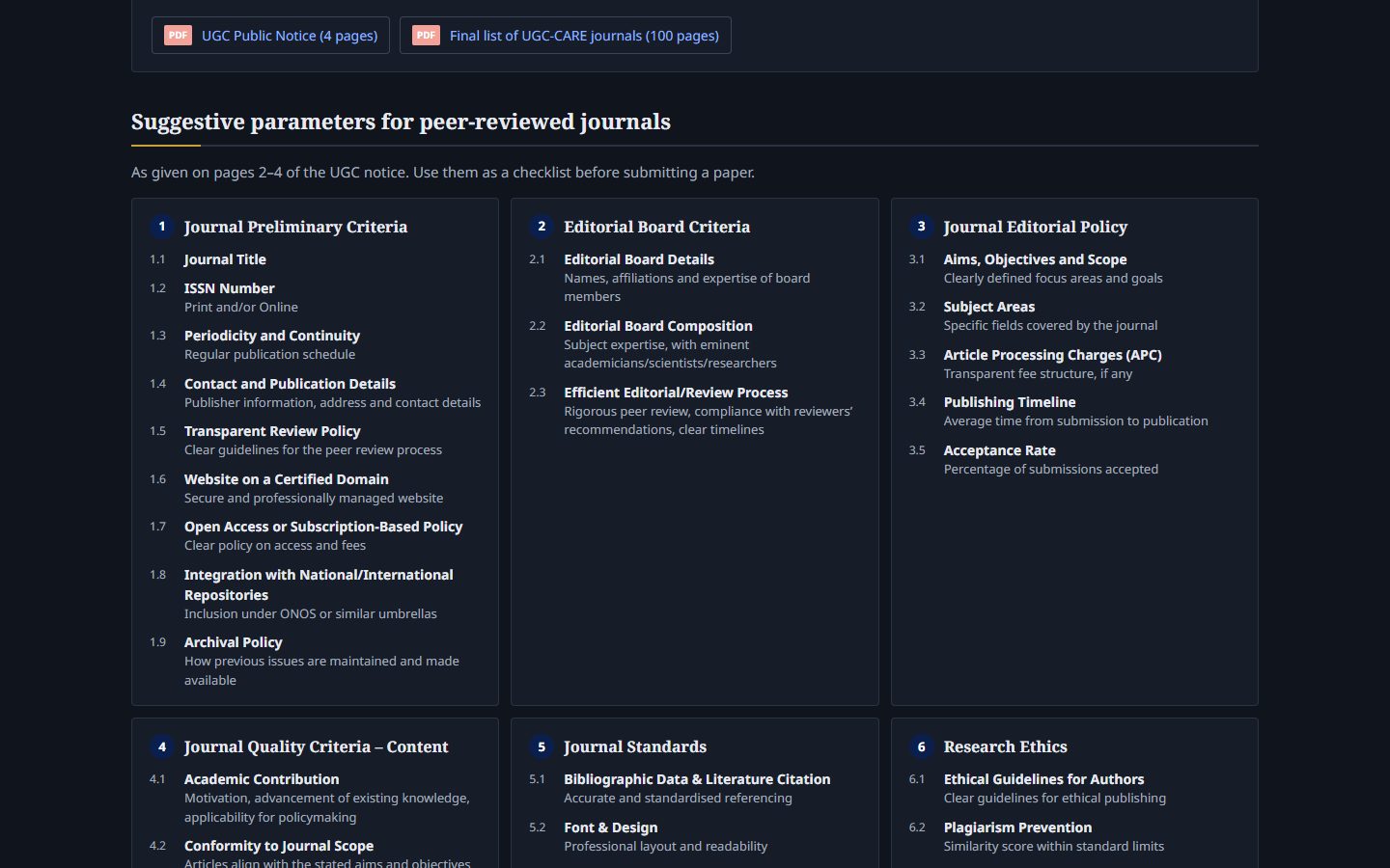 UGC-CARE Journal Verification Portal screenshot 2